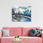 Winter landschap olieverfschilderij canvas afdruk (Insitu (Woonkamer))