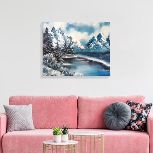 Winter landschap olieverfschilderij canvas afdruk (Insitu (Woonkamer))