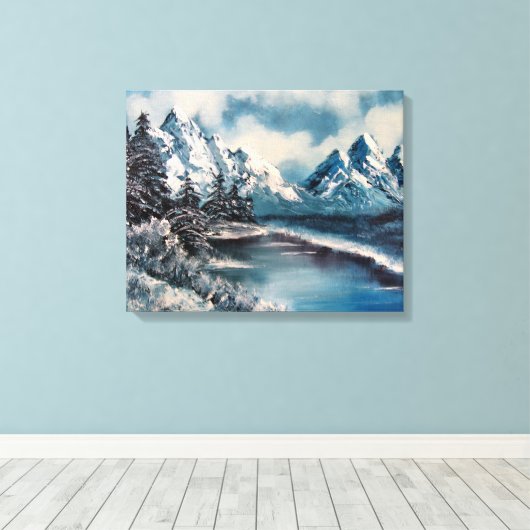 Winter landschap olieverfschilderij canvas afdruk (Insitu (Houten vloer))