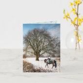 Winter Landschap Paardrijden Kerstmis Kaart (Gele Bloem)
