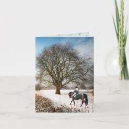 Winter Landschap Paardrijden Kerstmis Kaart