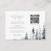 Winter Landschap Pine Forest QR Code Huwelijk RSVP Informatiekaartje (Voorkant)