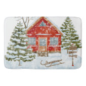 Winter Landschap Red House Badmat (Voorkant)
