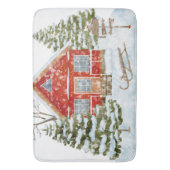 Winter Landschap Red House Badmat (Voorkant Verticaal)