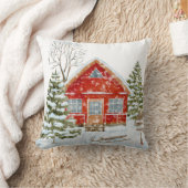 Winter Landschap Red House Kussen (Deken)