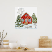 Winter Landschap Red House Poster (Keuken)