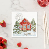 Winter Landschap Red House Servet (Insitu)