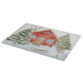 Winter Landschap Red House Snijplank (Hoek)