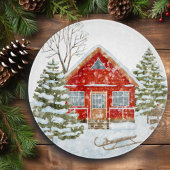 Winter Landschap Red House Snijplank