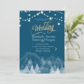 Winter Landschap Sneeuw String Lights Bruiloft Kaart (Staand voorkant)