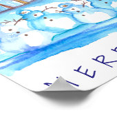 Winter Landschap Snowman Merry Kerstmis Poster (Hoek)
