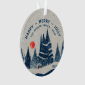 Winter Landschap Snowy Forest Moon Familie Ornament (voorkant)