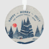 Winter Landschap Snowy Forest Moon Familie Ornament (achterkant)