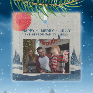 Winter Landschap Snowy Forest Moon Glas Ornament