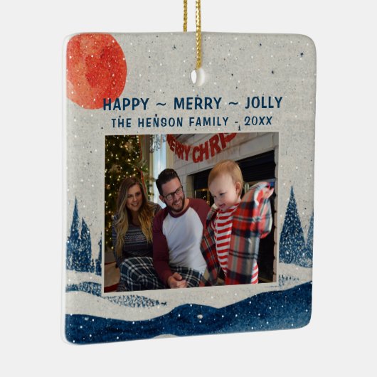 Winter Landschap Snowy Forest Moon Keramisch Ornament (Rechts)