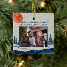 Winter Landschap Snowy Forest Moon Keramisch Ornament