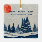 Winter Landschap Snowy Forest Moon Keramisch Ornament (Achterkant)