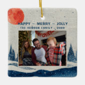 Winter Landschap Snowy Forest Moon Keramisch Ornament (Voorkant)