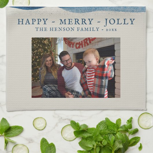 Winter Landschap Snowy Forest Moon kerstfoto Theedoek (Gevouwen)