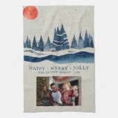 Winter Landschap Snowy Forest Moon kerstfoto Theedoek (Verticaal)