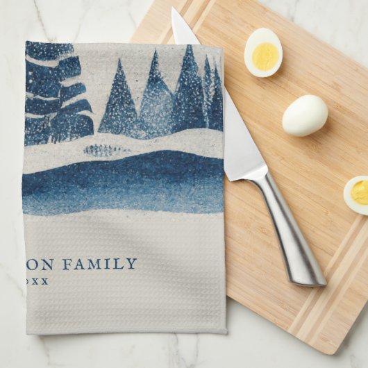 Winter Landschap Snowy Forest Moon Kerstmis Theedoek (Quarter Fold)