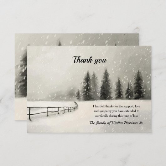 Winter Landschap Sympathie Bedankt Card Kaart (Voorkant / Achterkant)