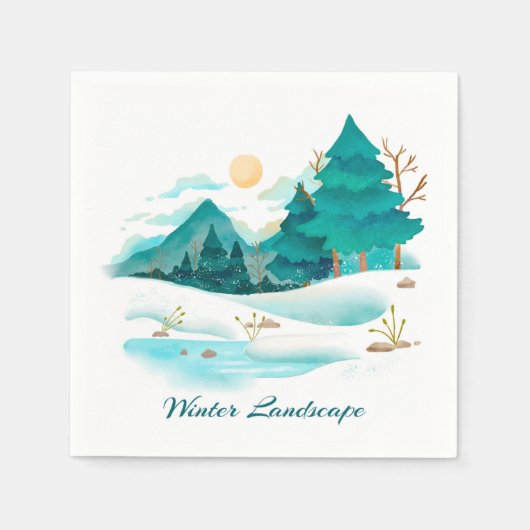 Winter Landschapsdocument Napkin Servet (Voorkant)
