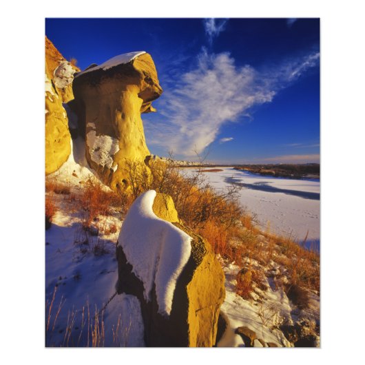 Winter langs de Missouri rivier bij Foto Afdruk (Voorkant)