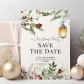 Winter Lantaarn Kerstfeest Save the Date Kaart