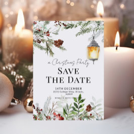 Winter Lantaarn Kerstfeest Save the Date Kaart