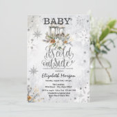 Winter Lantern Flowers Snowflakes Baby shower Kaart (Staand voorkant)