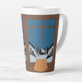 Winter Latte Mug - Snow Globe by the Window Scene Latte Mok (Rechterhoek)