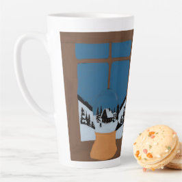 Winter Latte Mug - Snow Globe by the Window Scene  Mok