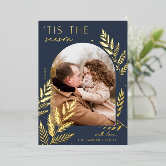 Winter Laurel | Dit is de Seizoenfoto Folie Feestdagenkaart (Staand Voorkant)