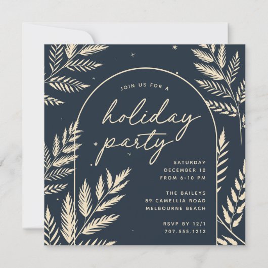 Winter Laurel Holiday Party Kaart (Voorkant)
