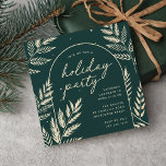 Winter Laurel Holiday Party Kaart<br><div class="desc">Een chique en elegante uitnodiging voor feestdagen in een unieke vierkante vorm,  verfraaid met fijn gedetailleerd botanisch gebladerte. Een mooie natuur-geïnspireerde keuze voor uw kerst 2023 bijeenkomsten die u gemakkelijk kunt personaliseren met uw evenementgegevens.</div>