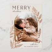 Winter Laurel | Kerstafoto Merry Folie Feestdagenkaart (Voorkant)