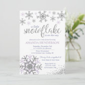 Winter Lavender Snowflake Baby shower Kaart (Staand voorkant)