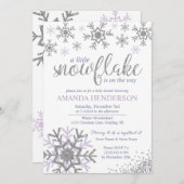 Winter Lavender Snowflake Baby shower Kaart (Voorkant / Achterkant)