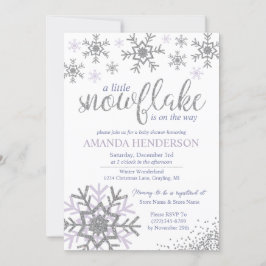 Winter Lavender Snowflake Baby shower Kaart