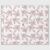 Winter Leafy Print Rood en Wit Vakantie Cadeaupapier (Vlak)