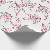 Winter Leafy Print Rood en Wit Vakantie Cadeaupapier (Hoek)