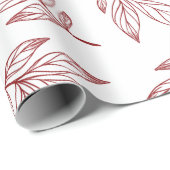 Winter Leafy Print Rood en Wit Vakantie Cadeaupapier (Rol Hoek)