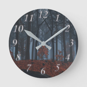 Winter Leaves Clock Ronde Klok