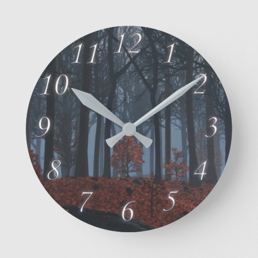 Winter Leaves Clock Ronde Klok (Voorkant)
