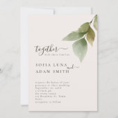 Winter Leaves Floral Waterverf Wedding Kaart (Voorkant)