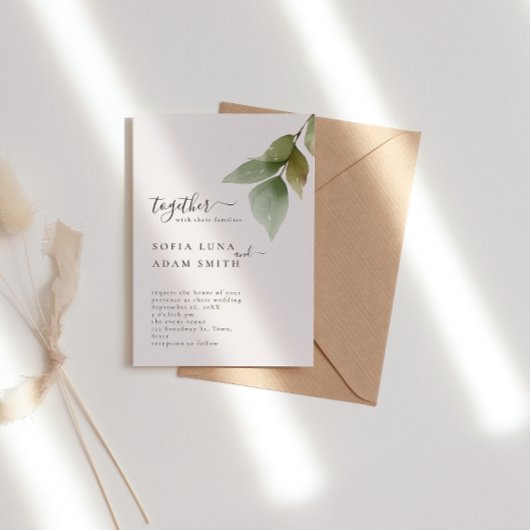 Winter Leaves Floral Waterverf Wedding Kaart