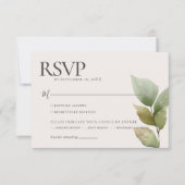 Winter Leaves Floral Waterverf Wedding RSVP Kaartje (Voorkant)