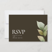 Winter Leaves Floral Waterverf Wedding RSVP Kaartje (Achterkant)