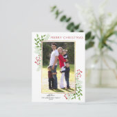 Winter Leaves Foliage Berry Merry-kerstfoto Feestdagenkaart (Staand voorkant)